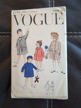 Vtg Vogue Sewing Pattern 2791 Size 3 Girls Boys Coat Single Double Breasted Cut - £14.91 GBP