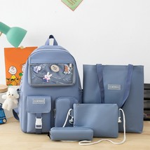 4pcs Backpack for Women Casual Canvas Students School Bags Shoulder Crossbody Ba - £36.93 GBP
