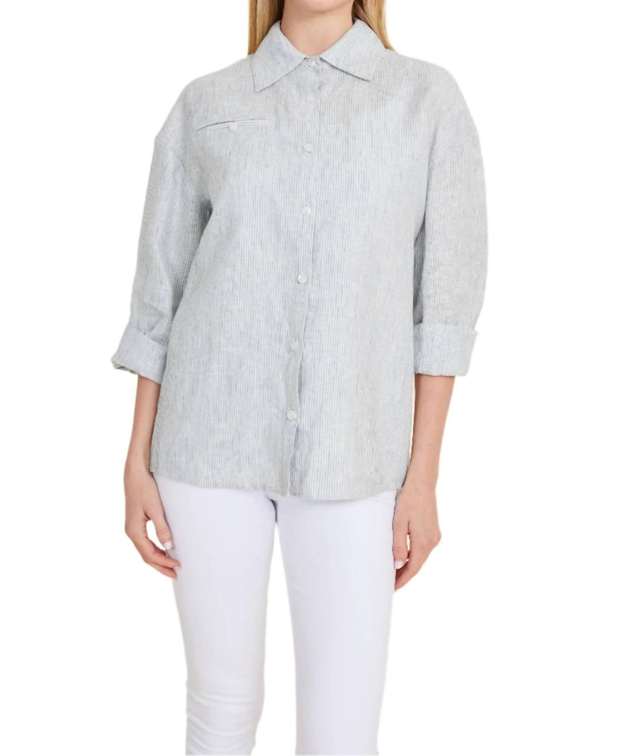 Dolce Cabo Striped Long Sleeve Shirt Blue/white - $64.00