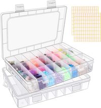2 Pack 24 Grids Clear Plastic Organizer Box, Storage Container with Adju... - $12.87