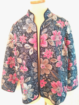 ALFRED DUNNER Lightweight Quilted Open Washable Floral Jacket Ms size 12... - $12.86