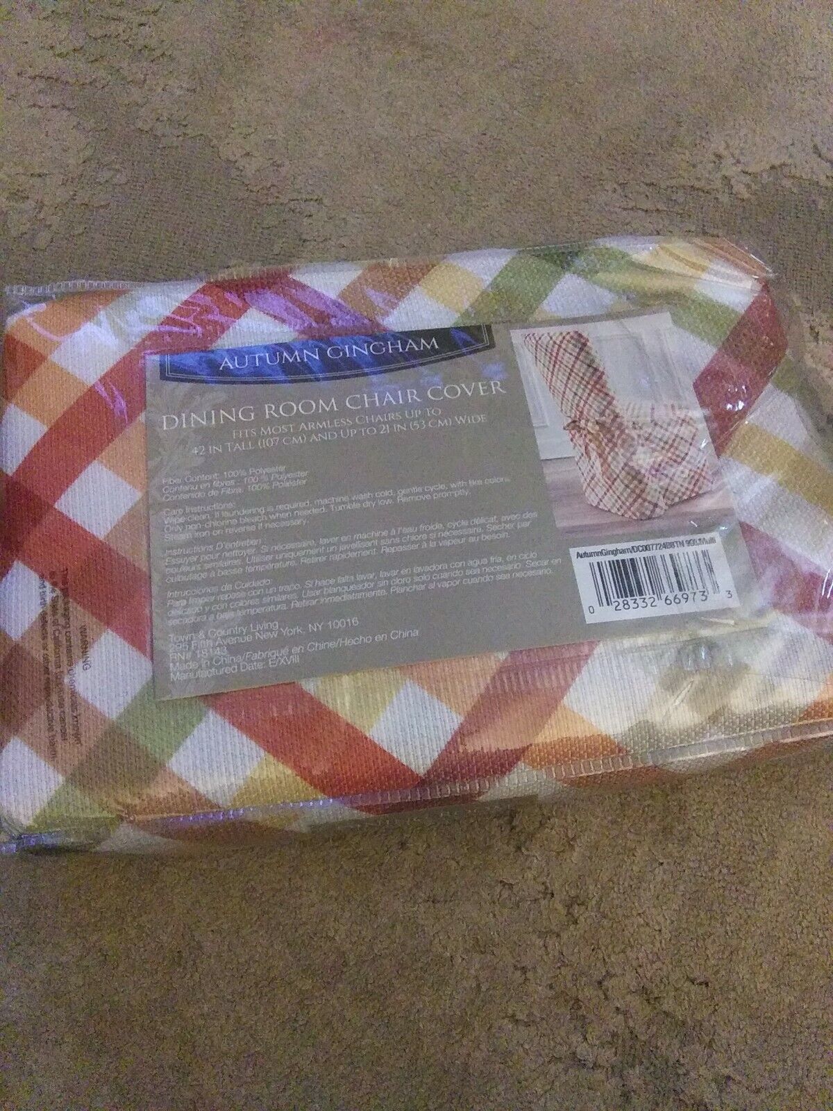 Autumn Gingham Dining Room Armless Chair Cover - Multi - NEW - $5.00