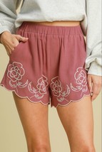 Umgee Full Size Linen Blend Shorts with Floral Embroidered Details Plus ... - €51,15 EUR