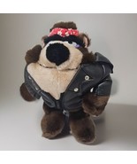 Tazmanian Devil Plush w/Black Leather Jacket Taz 9&quot; Stuffed 1993 WB Vint... - €15,54 EUR