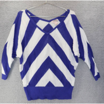 Forever 21 Womens Pullover Sweater Blue Geometric Long Sleeve Dolman V N... - $18.47