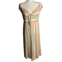 June &amp; Hudson Off the Shoulder Dress XL Multicolored Stripes Lined Tie Bust Zip - £18.22 GBP