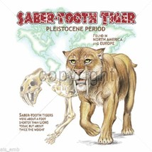 Saber Tooth Tiger Dinosaur Heat Press Transfer For T Shirt Sweatshirt Fabric 262 - £5.13 GBP