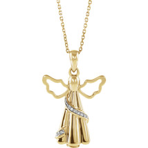10K Yellow or White Gold .03 CTW Diamond Angel Ash Holder Necklace - £136.68 GBP+