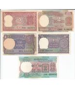 India, 1, 2, 5 Conjunto de 5 Billetes Antiguos Diferentes de 5 Rupias - $10.94
