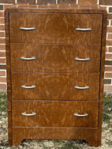 Vintage 1930s Simmons Faux Wood Grain 4 Drawer Metal Dresser Art Deco Fa... - $1,336.49