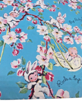 Vtg Baby Gift Wrap Sheets Paper Ephemera Beautiful Graphics Blue Cherry Blossom - £44.83 GBP