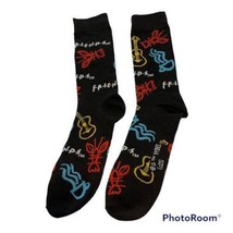 New Friends TV Show Socks 6-12 Black Red Lobsters Blue Coffee Mugs Yellow Guitar - £7.72 GBP