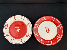 NWT 2 Sonoma Cherries Jubilee Dinner Plates 10⅞” 11” Kohls Dinnerware DP... - $14.58