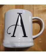 Monogram Letter A porcelain Large Coffee mug NEW White Black Letter  - £10.82 GBP