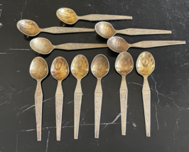 Antique Set of 11 Russian 875 Silver Hallmark Teaspoons 150 Grams - £232.54 GBP