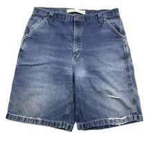 Vintage Y2K Faded Carpenter Long Jean Shorts Fits 38 Baggy Wide Leg Deni... - £19.56 GBP