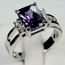 2 Ct Lab Created Amethyst Gemstone Elegant 925 Ring Wedding 14K White Gold FN - £107.42 GBP