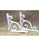 2 Cast Iron Brackets White Shelf Wall Braces Corbels Cast Iron Rustic 4&quot;x4&quot; - $15.99