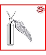 Sturdy and Elegant Ashes Pendant Necklace with Angel Wing - Perfect Reme... - $481.90 MXN