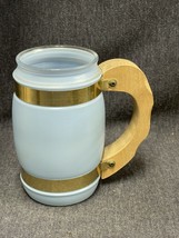 Vintage Siesta Ware Blue Pastel Frosted Glass 5&quot; Mug with Wood Handle tiki - £5.43 GBP