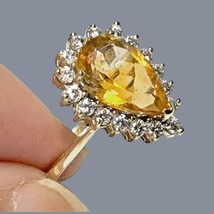 Gorgeous Natural 2.88 Carats 8.2 x 13mm Citrine Yellow Color Pear Shape Ring S 7 - £109.66 GBP