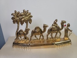 Brass Camel Train with Palm Trees on Brass Mounting 11&quot; Long India - £37.31 GBP