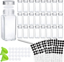 Glass Spice Jars, 25 PCS 4Oz Empty Square Spice Bottles with Shaker Lids and Air - £22.50 GBP