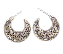 Gerochristo 1162 - Sterling Silver Medieval-Byzantine Crescent Earrings - S  - £90.46 GBP