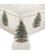 Spode Decorated CHRISTMAS TREES Ivory Damask 60 x 120 Tablecloth NIP HTF... - $1,117.73 MXN