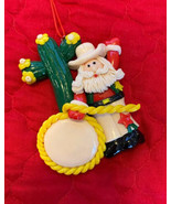 VINTAGE DOUGH CHRISTMAS ORNAMENT SANTA CLAUS-COWBOY-CATUS 80&#39;S NEW - $12.87