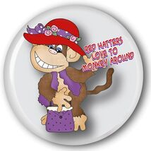 518 PURSE MIRROR &amp; BAG RED HATTERS LOVE TO MONKEY AROUND 4 SOCIETY LADIE... - $7.99