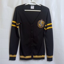 Harry Potter Hufflepuff Cardigan Sweater Women&#39;s Small Yellow Black Embroidered - £11.86 GBP