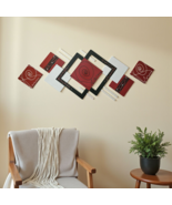 Elegant Burgundy &amp; Silver Wall Sculpture, Wood &amp; Metal wall Art, 71x27 b... - €386,91 EUR