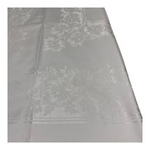 Large Jacquard White on White Floral Tablecloth Formal Large Oblong VTG ... - £51.49 GBP