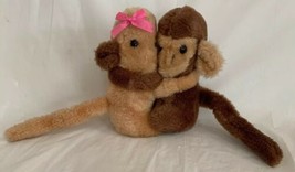 Vintage KAMAR Brown Plush Stuffed Hugging In Love Monkey Friends / Partners 6&quot; - £11.18 GBP