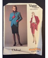 Vogue Sewing Pattern Chloe 2131 Coat Jacket Skirt 12 1980s Style Uncut - $15.20