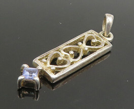 925 Sterling Silver - Vintage Tanzanite Petite Love Hearts Pendant - PT19053 - £19.82 GBP