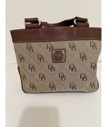 DOONEY &amp; BOURKE Brown Monogram &amp; Leather Mini EAST WEST Handle Tote Satc... - $44.90 CAD