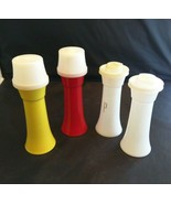 Vtg Tupperware S/P Shakers Hourglass Ketchup/Mustard Pump Lids BBQ Picni... - £27.94 GBP