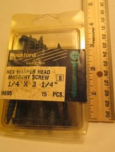 ROCKFORD Hex Washer Head Masonry Screw 1/4 X 3 1/4&quot; 15 Pcs 09695 [Y96A1] - £4.46 GBP