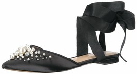 The Fix Women&#39;s Porter Pointed Toe Ankle Wrap Flat Slide Pearls Size 6 - $8.40