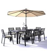 LeisureMod 9-Piece Outdoor Dining Set  Modern Black Aluminum Table &amp; 8 ... - $2,515.66