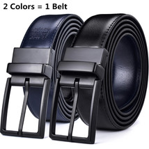 Cinturones Hombre 1Pieza Reversible Cuero Dos Uno Hebilla Girada Tamaño ... - $38.98+