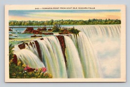 Terrapin Point  from Goat Isle Niagara Falls New York NY UNP Linen Postcard D16 - £2.28 GBP