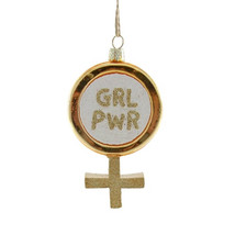 GIRL POWER CHRISTMAS TREE ORNAMENT 3.5&quot; Glass Equal Rights Female Empowe... - $16.95