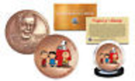 Colorized CHARLES SCHULZ Commemorative Medal PEANUTS Coin SNOOPY Charlie... - $25.71