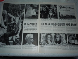 Vintage Old Crow Kentucky Bourbon  Double Page Print Magazine Advertisem... - £7.85 GBP