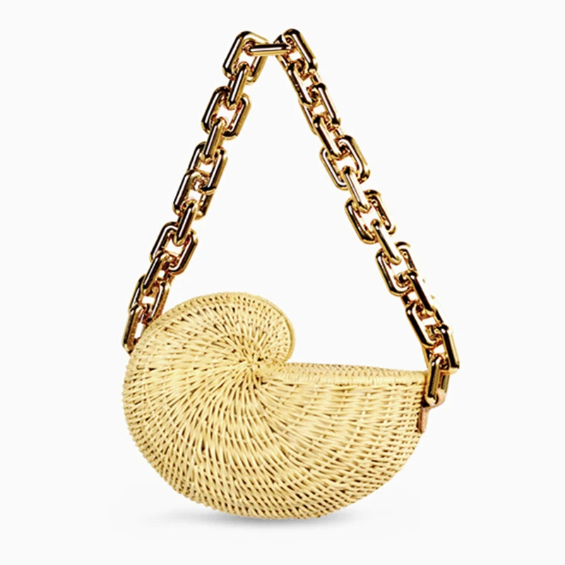 Fashion Conch Straw  Crossbody Bags for Women  Wicker Woven Straw Bag Designer R - £144.82 GBP