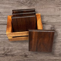 Handcrafted Coaster Set Walnut Square Round Over Edge Rustic Modern Offi... - $644.09 MXN