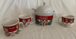 Vintage 6 Piece 1993 Campbells Soup Tourine Server Cups &amp; Porcelain Ladle - $49.99